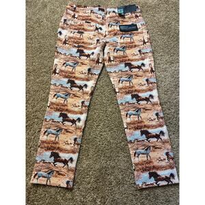 NWT Y2K Serenede Straight Leg Pants Horse Tapestry Print Mens Size 36
